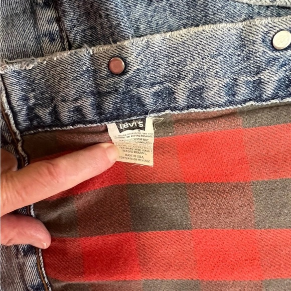 Vintage Levi's Trucker Jacket 70417 80s 90s Buffalo Plaid Size M - Picture 11 of 16